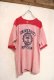 画像3: ピンク×ネイビーカレッジプリント染み込みクルーネック半袖フットボールTシャツ