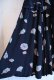 画像10: 40〜50年代ブラック×サックスブルー×ピンク扇＆楽器柄飾りリボン付き半袖ドレス