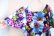 画像10: 70年代ネイビー×サックスブルー×ピンク花柄スクエアネックフレアスリーブ半袖ハワイアンロングドレス