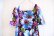 画像9: 70年代ネイビー×サックスブルー×ピンク花柄スクエアネックフレアスリーブ半袖ハワイアンロングドレス