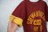 画像15: 70年代”Russell Athletic”金タグ前期ボルドー×マスタードオレンジ英字プリントWフェイスクルーネック半袖Tシャツ