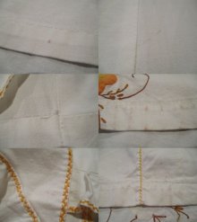他の写真3: 70年代ホワイト×イエロー×ブラウン花柄ワッペンポケット付きフリルスタンドカラーフレアスリーブ長袖ロングドレス