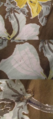 他の写真2: 50〜60年代カーキ×イエロー×ホワイト花柄スパンコール＆ポケット付きサーキュラースカート