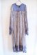 画像7: 60〜70年代サックスブルー×ホワイトキルティング切替ゴールドスタンプ付き長袖インド綿ドレス