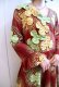 画像7: レッド×ライトグリーン×イエロークローバー柄長袖アフリカンバティックドレス (7)