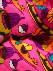他の写真1: 70年代パープル×オレンジ×ピンク花柄サイケデリックワイドパンツ