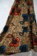 画像14: ブラウン×オレンジ×ブルー花柄ハートボタンホルターネックアフリカンバティックドレス (14)