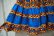 画像10: ブルー×オレンジポケット付きUネックパフスリーブ半袖アフリカンバティックドレス (10)