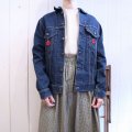 70年代”Levi's”70505インディゴブルーリメイク刺繍長袖デニムジャケット