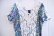 画像8: 70年代ネイビー×ホワイト×カラフル花柄レース切替半袖ロングドレス