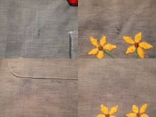 他の写真1: 70年代"BIGMAC"サックスブルー×ホワイト花＆ヤシの木＆鳥刺繍レース・ポケット付き長袖シャンブレーシャツ