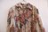 画像7: 70年代ベージュ×ネイビー×レッド花柄ハーフボタンポケット付き開襟フレアスリーブ長袖ドレス