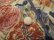 画像12: 70年代ベージュ×ネイビー×レッド花柄ハーフボタンポケット付き開襟フレアスリーブ長袖ドレス