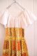 画像14: 70年代イエロー×ホワイト×レッド花柄シャーリングデザイン半袖ドレス (14)