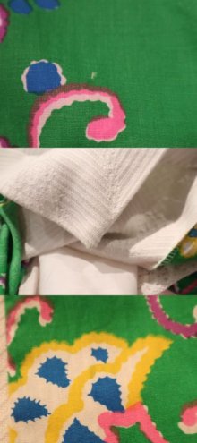 他の写真1: 70年代グリーン×ホワイト×ピンク花柄切替ロングスカート