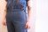 画像10: 60〜70年代ブルー×パステルレインボー刺繍ポケット付き半袖デニムオールインワン (10)