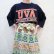 画像2: 80年代”Champion”ネイビー×オレンジ英字ロゴプリントクルーネック七分袖フットボールTシャツ (2)