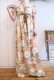 画像4: 60〜70年代ベージュ×ブラウン×オレンジストライプ＆花柄リボン付きパフスリーブ半袖ドレス