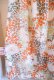 画像10: 60〜70年代ベージュ×ブラウン×オレンジストライプ＆花柄リボン付きパフスリーブ半袖ドレス