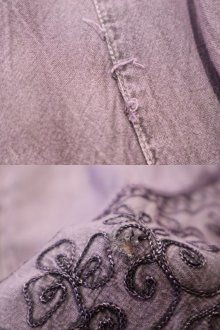 他の写真1: パープル幾何学刺繍ウエストヒモ付きレーヨンスカート