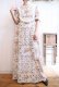 画像1: 60〜70年代ホワイト×ブラウン×カラフル花刺繍柄アイレットレースリボン付きパフスリーブ半袖ドレス (1)