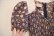 画像8: 60〜70年代ネイビー×ベージュピンク花柄レース切替シャーリングリボン付きパフスリーブ半袖ドレス (8)