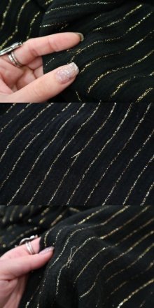 他の写真2: 60〜70年代ブラック×ゴールドラメVネック五分袖ギリシャドレス