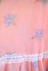 画像10: 70年代ペールオレンジ×ブルー花柄レース付きカシュクールワイドスリーブ七分袖ドレス