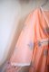 画像7: 70年代ペールオレンジ×ブルー花柄レース付きカシュクールワイドスリーブ七分袖ドレス