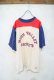 画像5: 70年代”Champion”バータグ　ホワイト×ネイビー×レッド染み込みプリントラウンドネック半袖フットボールTシャツ