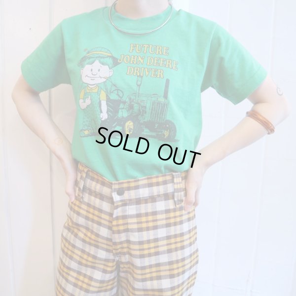 画像2: グリーン女の子プリントクルーネック半袖Tシャツ