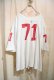 画像11: 60〜70年代ホワイト×レッドナンバリングプリントクルーネック五分袖フットボールTシャツ (11)