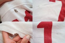 他の写真1: 60〜70年代ホワイト×レッドナンバリングプリントクルーネック五分袖フットボールTシャツ