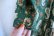画像9: 60〜70年代グリーン×ホワイト×ペールグリーン花＆ペイズリー柄レース付きラウンドネック長袖ドレス