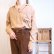画像2: "Ralph Lauren" ベージュ×ブラウン刺繍ポケット付き開襟長袖レーヨンシャツ (2)