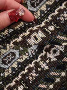 他の写真1: 60〜70年代カーキ×サックスブルー×ホワイトエスニック柄ロングゴブラン織りスカート