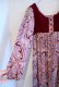 画像7: 70年代ボルドー×ピンク×サックスペイズリー柄ベロア切替ポケット付きラウンドネック長袖ドレス (7)