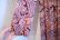 画像8: 70年代ボルドー×ピンク×サックスペイズリー柄ベロア切替ポケット付きラウンドネック長袖ドレス (8)