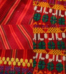 他の写真1: 50〜60年代ピンクレッド×イエロー×カラフルストライプグアテマラ刺繍ロングスカート