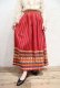 画像3: 50〜60年代ピンクレッド×イエロー×カラフルストライプグアテマラ刺繍ロングスカート (3)