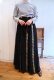 画像6: 70年代ブラック×カラフル花刺繍ウエストリボン付き総レースロングスカート