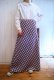 画像1: made in USA 70年代ホワイト×ネイビー×レッドチェックライン刺繍ロングスカート (1)