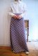 画像2: made in USA 70年代ホワイト×ネイビー×レッドチェックライン刺繍ロングスカート (2)
