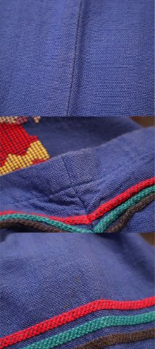 他の写真3: ブルー×レッド×グリーン鳥グアテマラ刺繍スクエアネック半袖ドレス