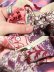 画像13: 60年代 ピンク×ライトパープル×パープル花柄刺繍入りスクエアネック半袖インドコットンドレス