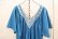 画像11: サックスブルー×ホワイトグアテマラ刺繡ウエストリボン付きVネック半袖ドレス