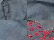 他の写真3: ライトブルー×イエロー×ブルー花＆女の子刺繍パッチワーク切替胸ポケット付き長袖シャンブレーシャツ