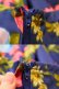 画像18: 70年代ネイビー×ライトブルー×カラフル花柄裾レース付きティアードフレアパンツ