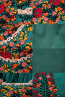 他の写真1: 60〜70年代ターコイズグリーン×カラフルサンアントニーノ刺繡半袖メキシカンドレス