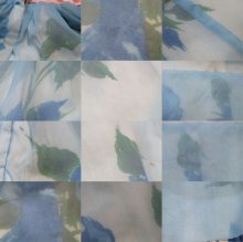 他の写真2: 50〜60年代ライトブルー×パステルピンク×ホワイトシースルー花柄サテンリボン付きボリュームスリーブ五分袖シフォンドレス